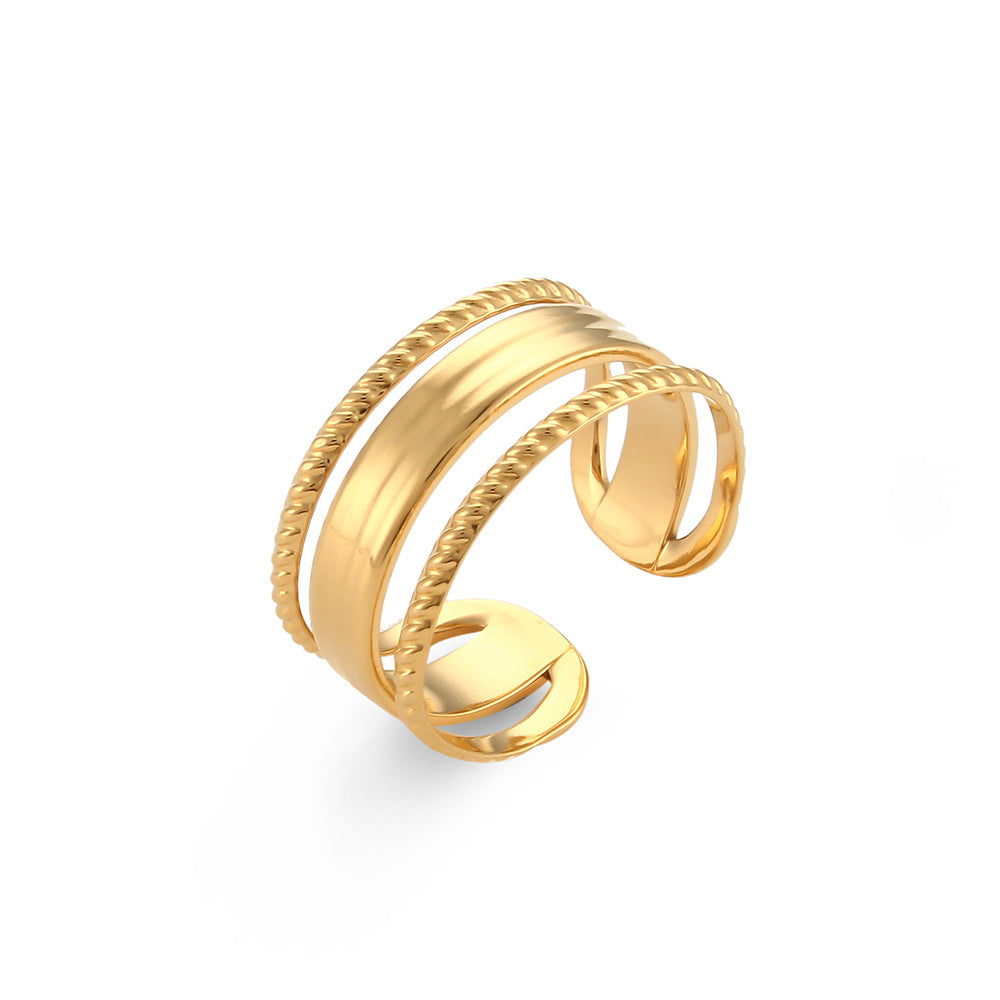 Stainless Steel Plated 18K Gold Finger Ring Jewelry For Women