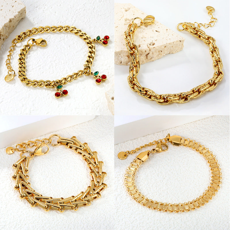 18k Gold-plated Stainless Steel Cherry Bracelet