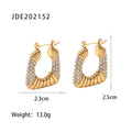 Retro 18K Gold Stainless Steel Cubic Zirconia Jewelry Geometric Trapezoid Earrings