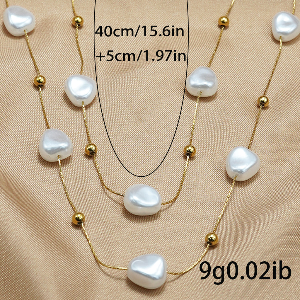 Lxalry 18K Gold Plated Pearl Studded Necklace  Stainless Steel Minimalist Jewelry For Women Lightweight Hypoallergenic Gift For Wife Mom Skin Safe Luxury For Daily  Evening Glam