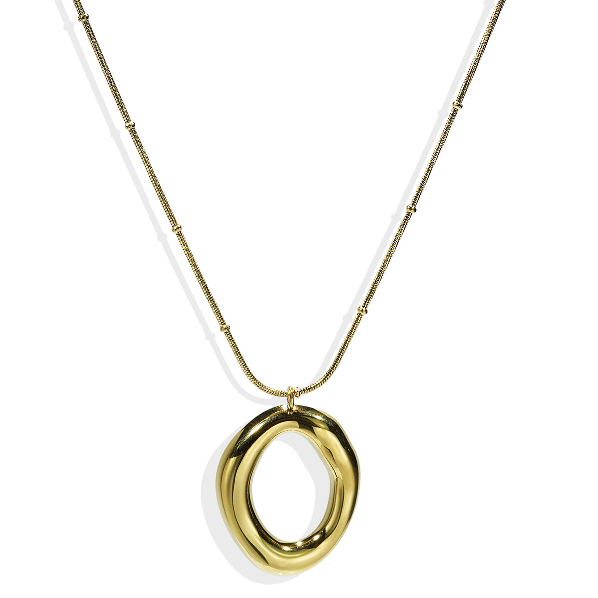 Lxalry 18K Gold Plated Stainless Steel Oval Pendant Jewelry Set For Women - Minimalist Elegant Necklace & Earrings, Hypoallergenic, Waterproof, Tarnish-Free, Ideal Gift For Birthday, Wedding, Daily We