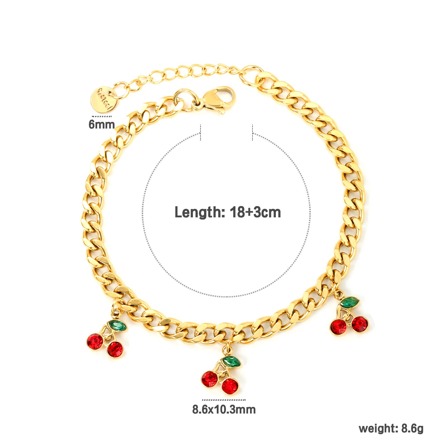 18k Gold-plated Stainless Steel Cherry Bracelet